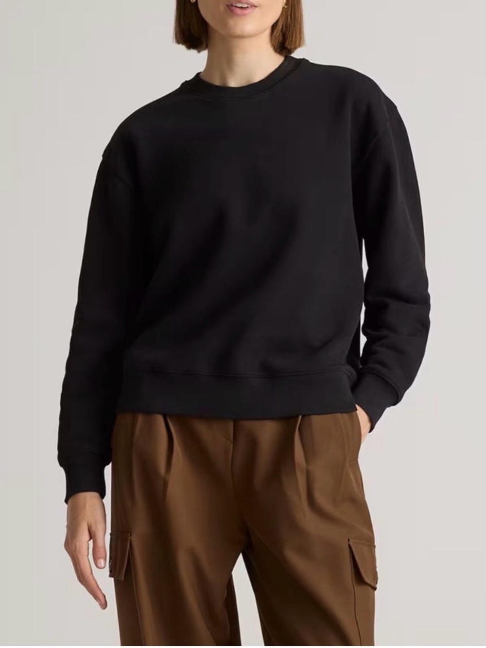 Quince Organic Cotton Heavyweight Crewneck Sweatshirt in Black